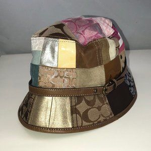 COACH Bucket Hat Leather Patchwork Jacquard # 1252